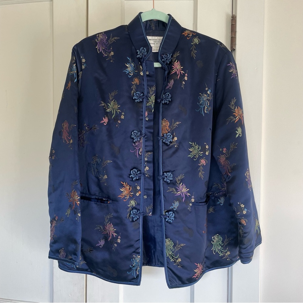 Traditional Chinese women’s Navy Chrysanthemum Jacket from Chinatown, Chicago